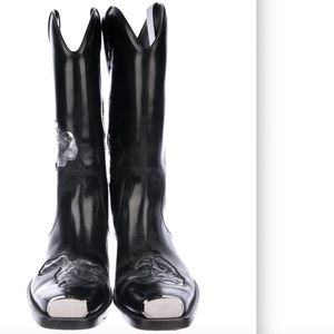 black leather Calvin Klein Western cowboy boots